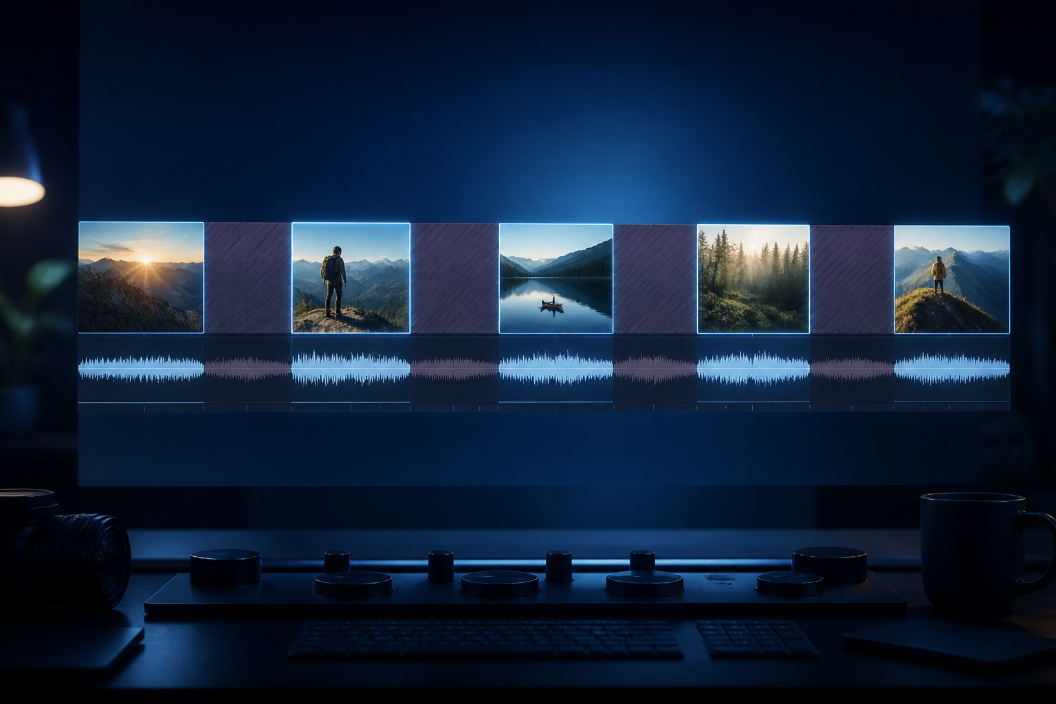 Video timeline with several retained segments and removed gaps